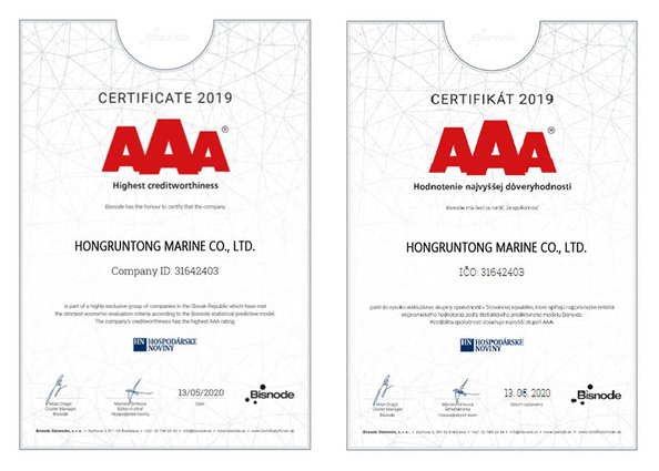Chiny Hongruntong Marine Co., Ltd. Certyfikaty